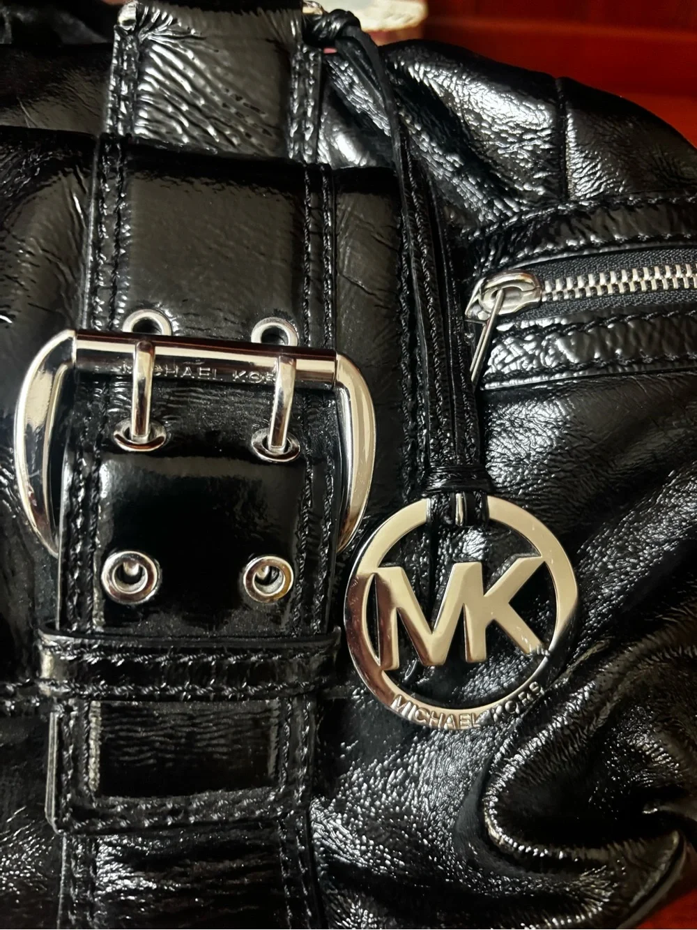 Michael Kors Black Patent Leather Shoulder Satchel . Like new no flaws